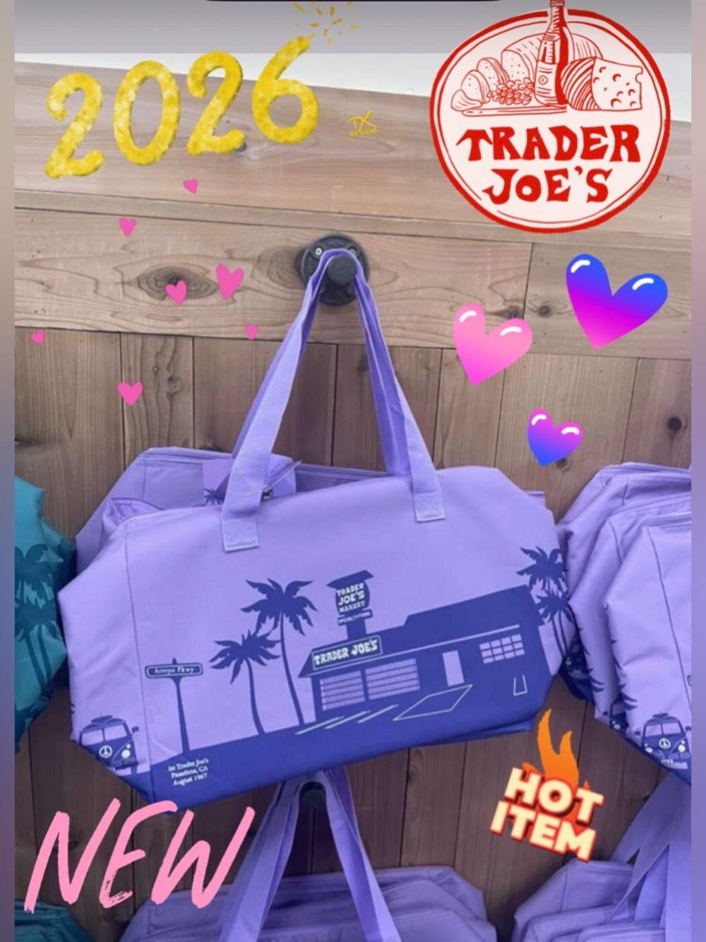 2026! Trader Joe's Large Lavender Reusable Insulated Tote “Purple Rain”